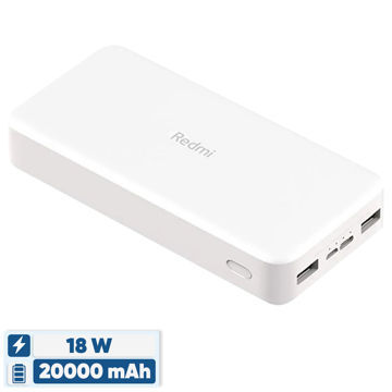 تصویر  پاوربانک 18 وات شیائومی مدل Redmi ظرفیت 20000 میلی آمپرساعت به همراه کابل تبدیل microUSB