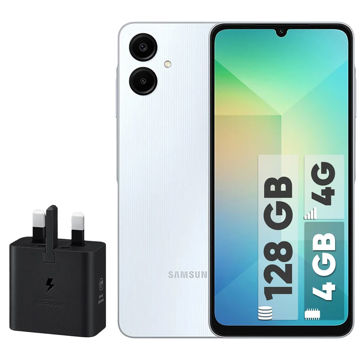تصویر  گوشی موبایل سامسونگ مدل Galaxy A06 دو سیم کارت ظرفیت 128 گیگابایت و رم 4 گیگابایت - به همراه شارژر 25 وات سامسونگ