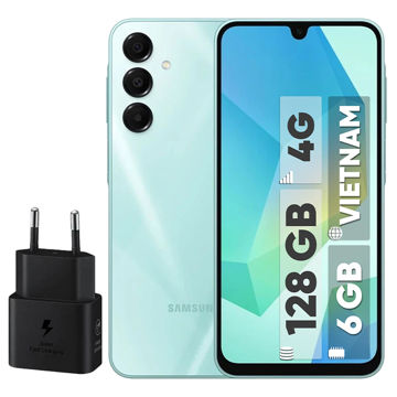 تصویر  گوشی موبایل سامسونگ مدل Galaxy A16 4G دو سیم کارت ظرفیت 128 گیگابایت و رم 6 گیگابایت - ویتنام - به همراه شارژر 25 وات سامسونگ