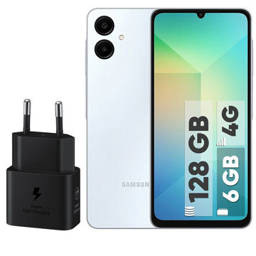 تصویر   گوشی موبایل سامسونگ مدل Galaxy A06 دو سیم کارت ظرفیت 128 گیگابایت و رم 6 گیگابایت - به همراه شارژر 25 وات سامسونگ